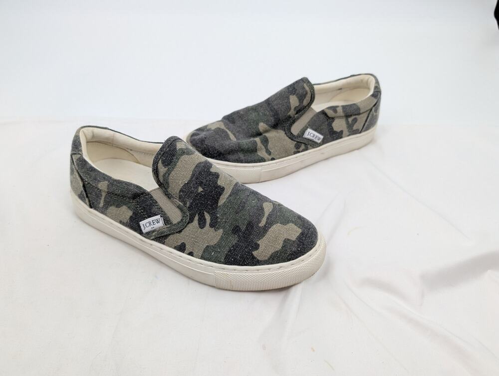 J Crew Factory Camo Slip On Shoes Size 6 Comfort Errands Preppy Lounge Simple